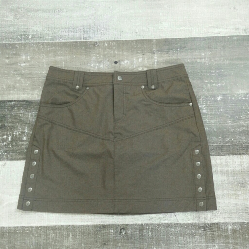 Athleta Skirt Side Snaps Brown Size 6 Stretchy